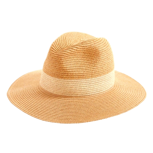 Halogen Accessories - Halogen Hat Panama Packable Adjustable Straw Sun Beach Pool Tan Natural One Size